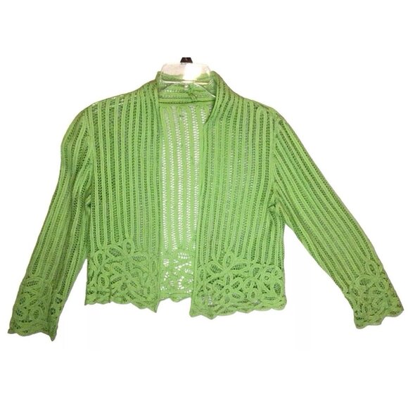 Women's Long Sleeve Waist Length Cardigan Open Front Knit Crochet Sz M Brat - Picture 1 of 5